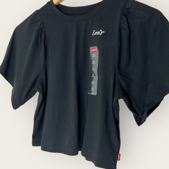 Levi’s Girls Cropped Graphic Tee Shirt | Large 6x Black Boxy Relaxed Fit Casual - Picture 6 of 6